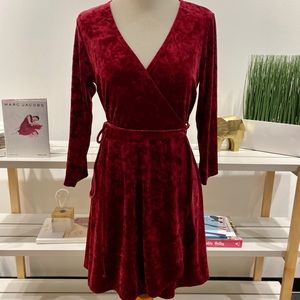 Red velvet wrap dress